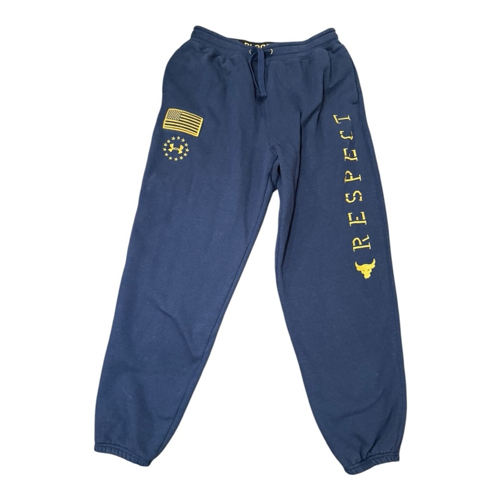 Under Armour Jogger Sweatpants Mens Large Blue Project Rock Respect Gym Active